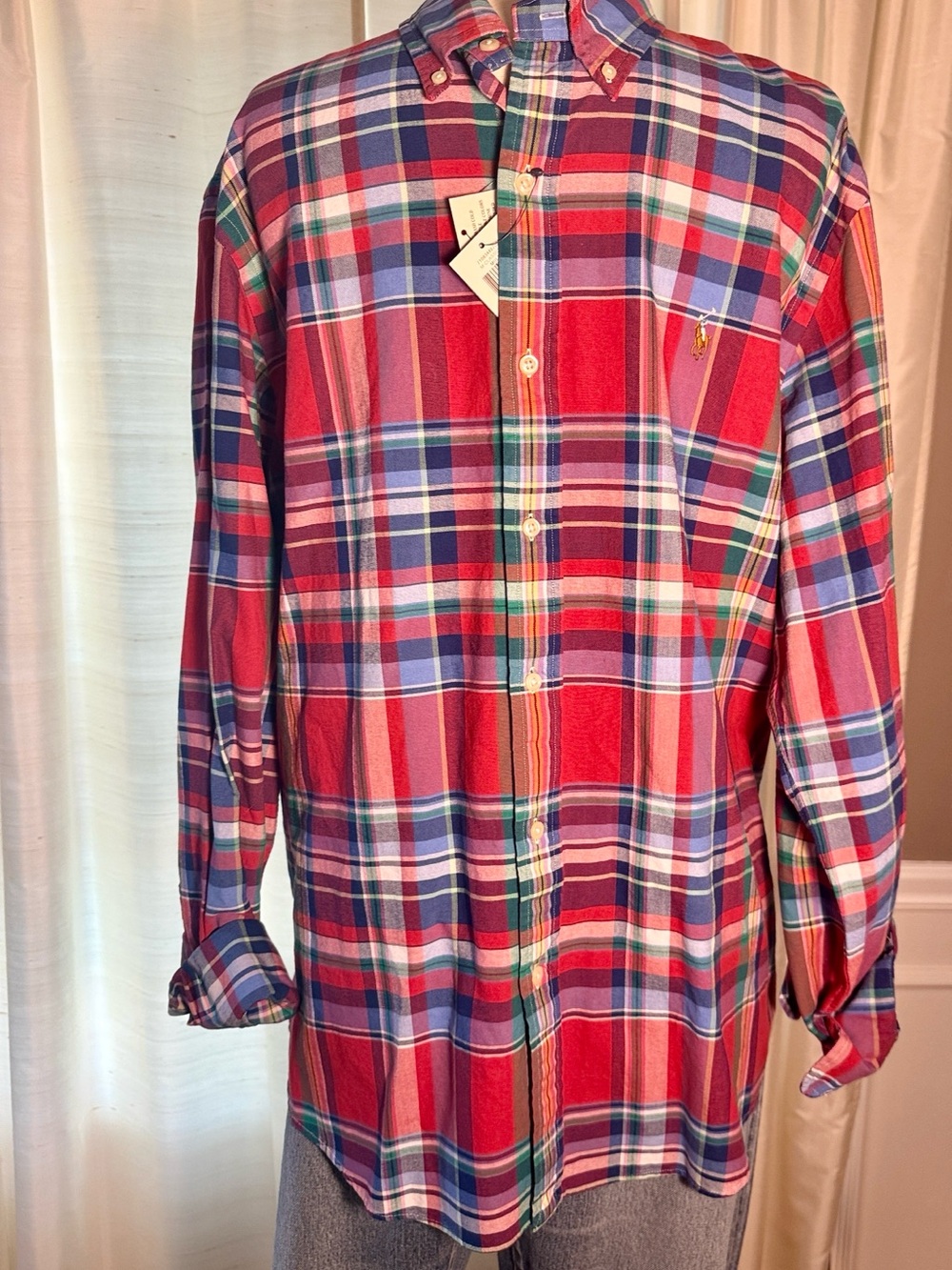 Ralph Lauren Red and Blue Plaid Button-Down Shirt
